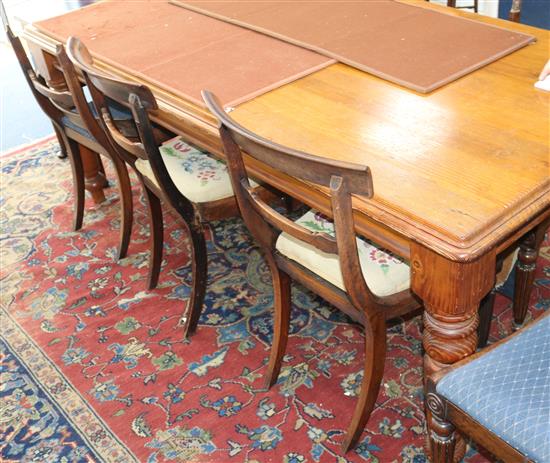 A modern pine kitchen dining table W.198cm